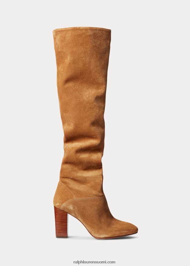 Ralph Lauren naiset brie mokkanahka saappaat 0Z24ZR9641 rusketus