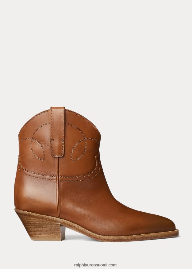 Ralph Lauren naiset jayme kiillotettu vasikkanahkainen bootie 0Z24ZR9705 rl kultaa