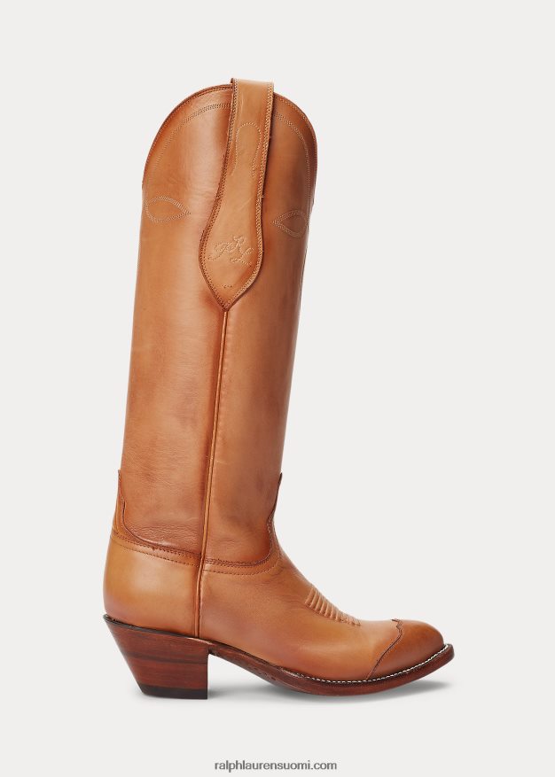 Ralph Lauren naiset kiera nahkainen cowboysaappas 0Z24ZR9637 rusketus