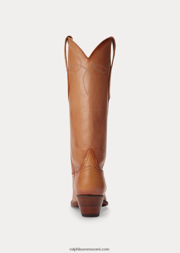 Ralph Lauren naiset kiera nahkainen cowboysaappas 0Z24ZR9637 rusketus