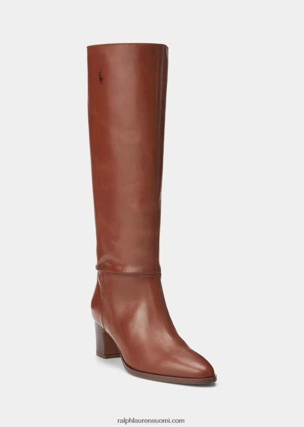 Ralph Lauren naiset korkea vasikannahkasaappas 0Z24ZR5122 Cuoio