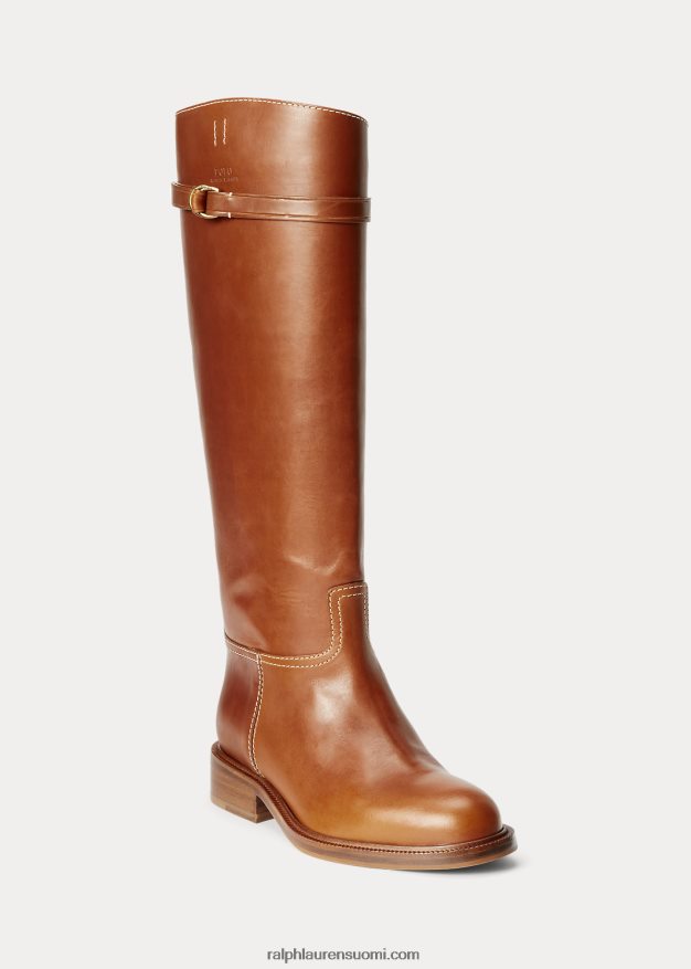 Ralph Lauren naiset vachetta nahkainen ratsastuskenkä 0Z24ZR9642 Cuoio