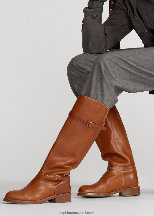 Ralph Lauren naiset vachetta nahkainen ratsastuskenkä 0Z24ZR9642 Cuoio