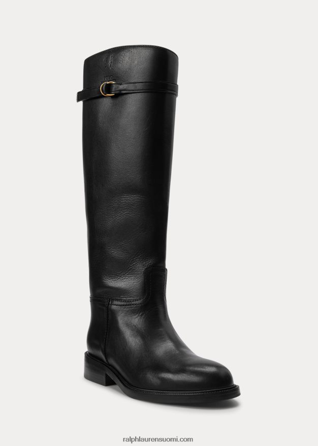 Ralph Lauren naiset vachetta nahkainen ratsastuskenkä 0Z24ZR9643 musta