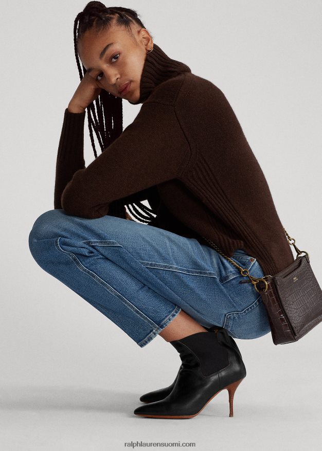 Ralph Lauren naiset vachetta vasikanahkaiset kitten-korkokengät 0Z24ZR9630 musta