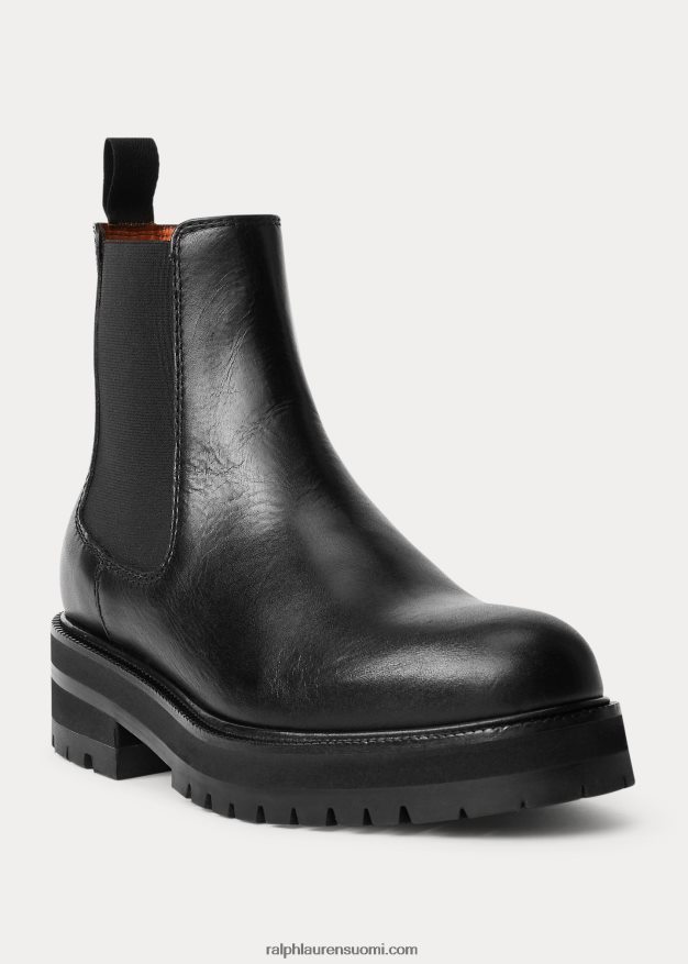 Ralph Lauren naiset vasikanahkainen chelsea saappaat 0Z24ZR9626 musta