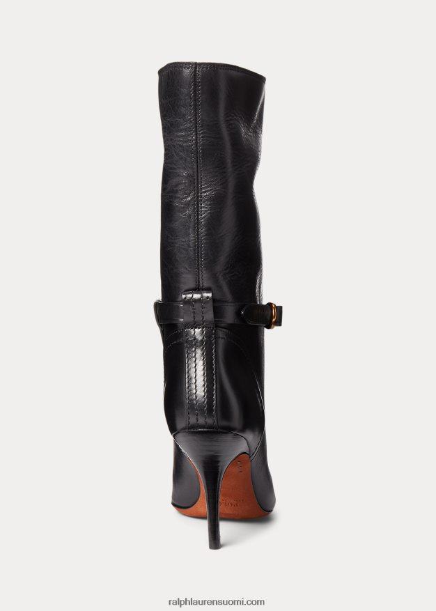 Ralph Lauren naiset zoe mid-calp vasikkanahkasaappaat 0Z24ZR9633 musta