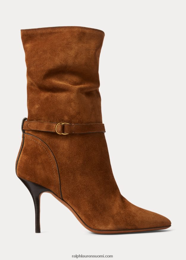 Ralph Lauren naiset zoe mid mokkanahkainen vasikannahkasaappas 0Z24ZR9639 kaneli