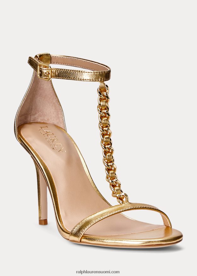Ralph Lauren naiset Kate metallinen nappanahkasandaali 0Z24ZR9720 moderni kulta