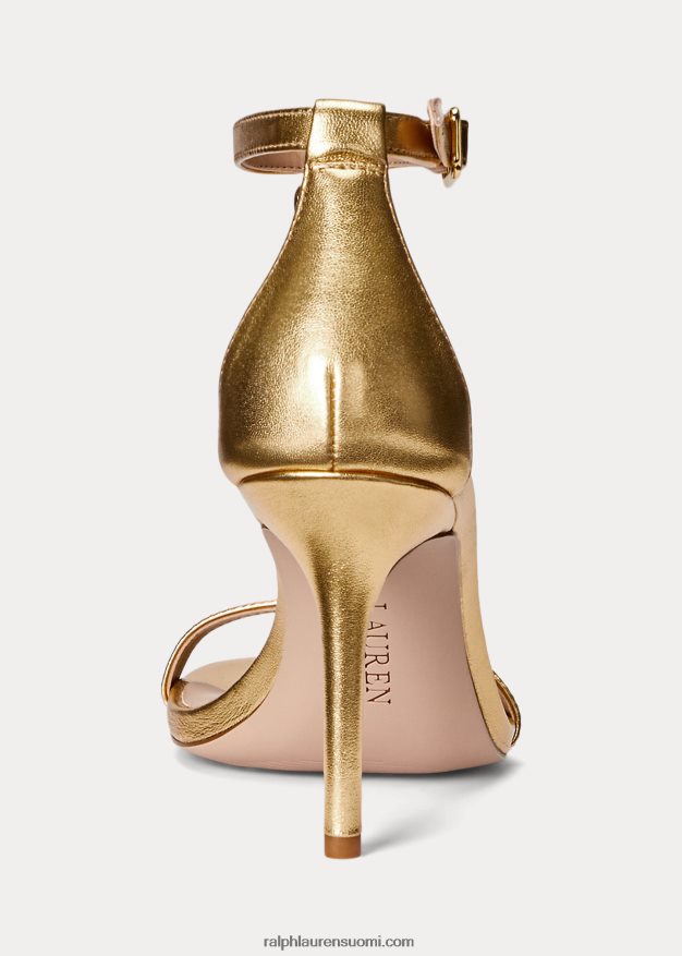 Ralph Lauren naiset Kate metallinen nappanahkasandaali 0Z24ZR9720 moderni kulta