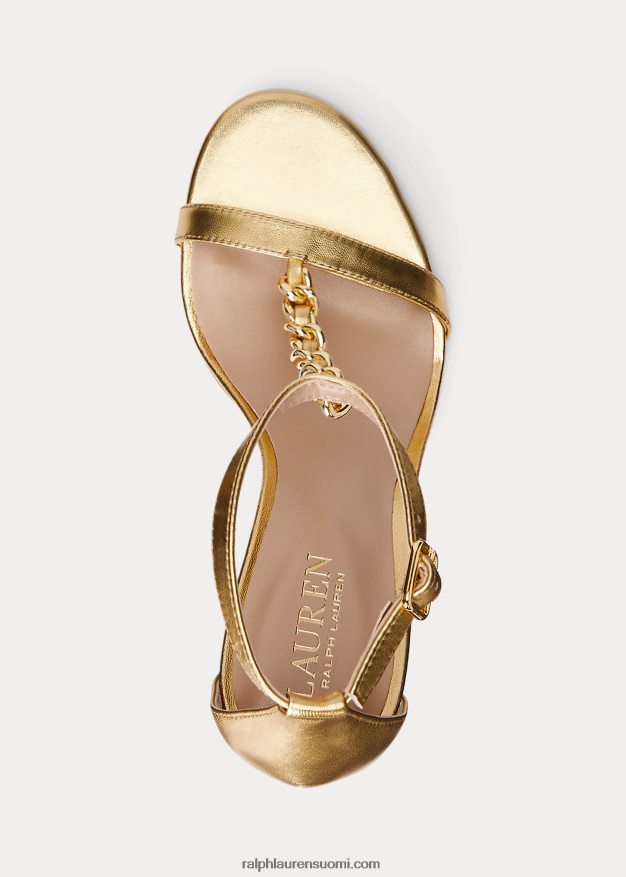 Ralph Lauren naiset Kate metallinen nappanahkasandaali 0Z24ZR9720 moderni kulta