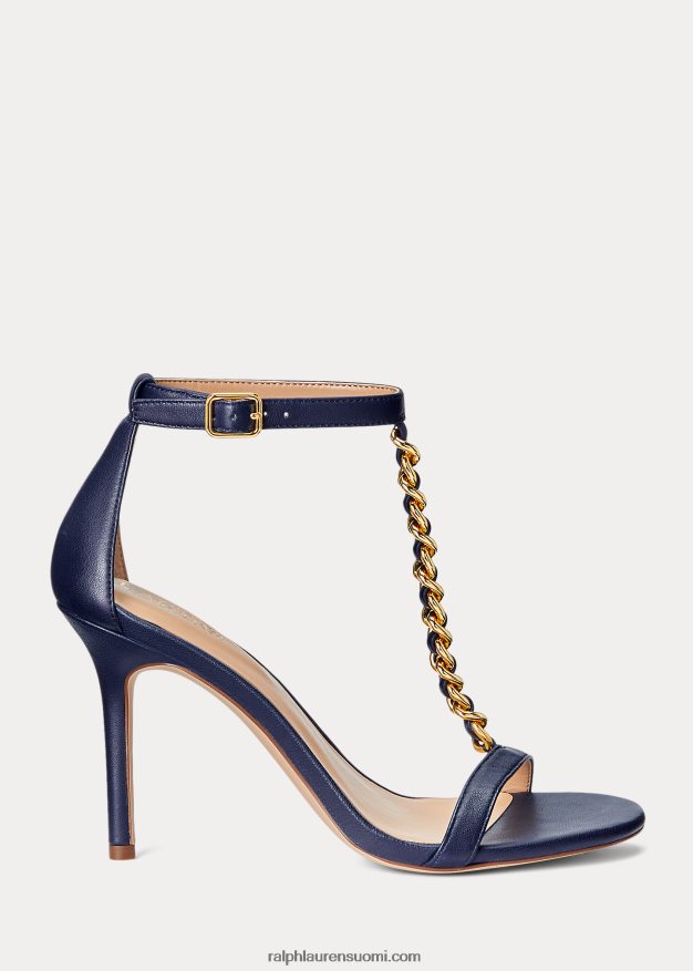 Ralph Lauren naiset Kate nappa -nahkasandaali 0Z24ZR9721 hienostunut laivasto