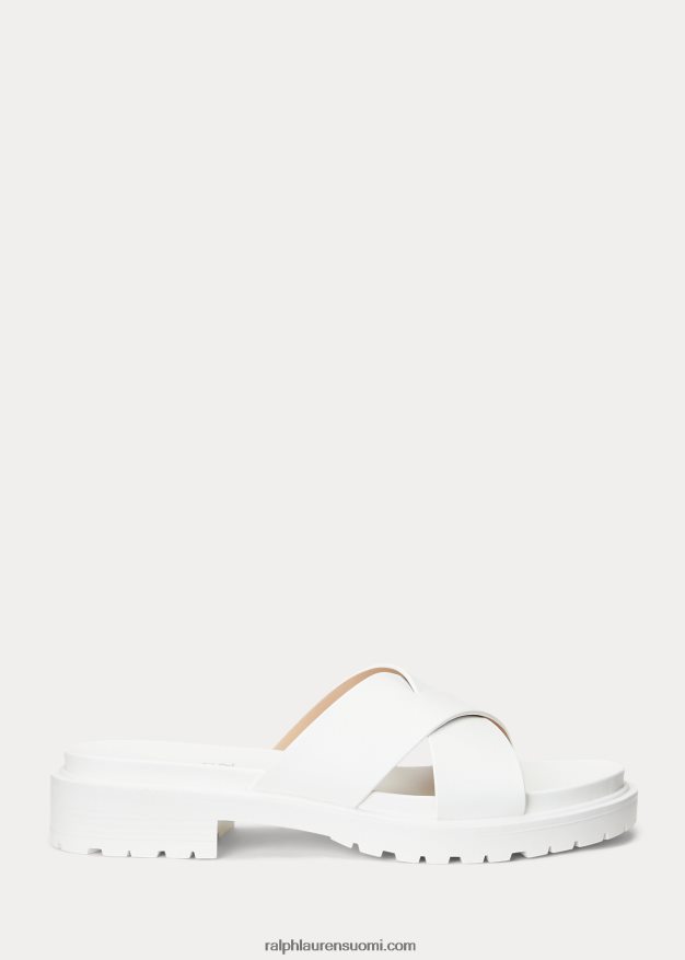 Ralph Lauren naiset Kelsie nappa -nahkasandaali 0Z24ZR9596 Lumikki