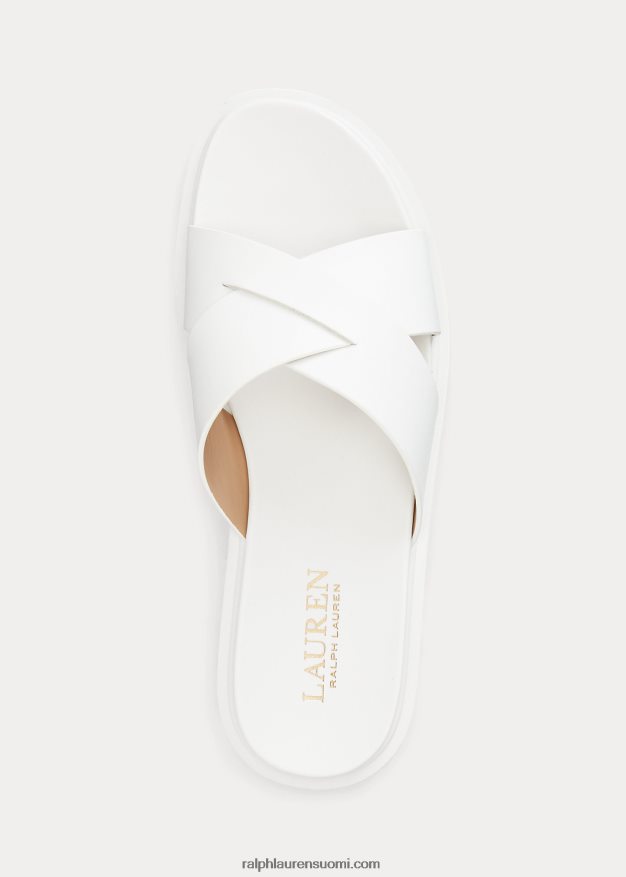 Ralph Lauren naiset Kelsie nappa -nahkasandaali 0Z24ZR9596 Lumikki