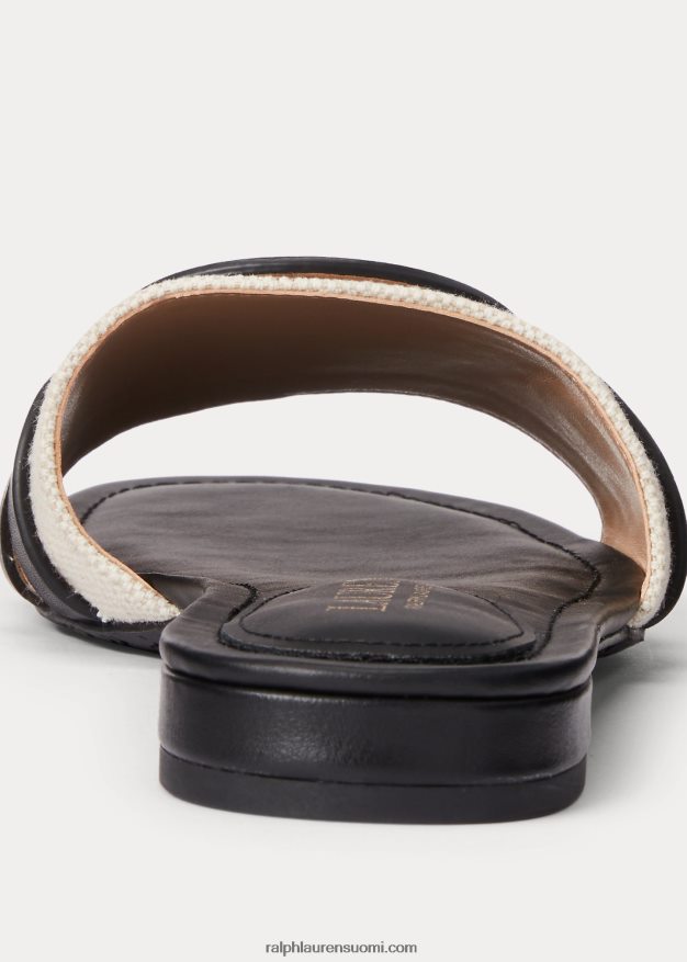 Ralph Lauren naiset alegra canvas-nahkasandaali 0Z24ZR4988 luonnollinen/musta