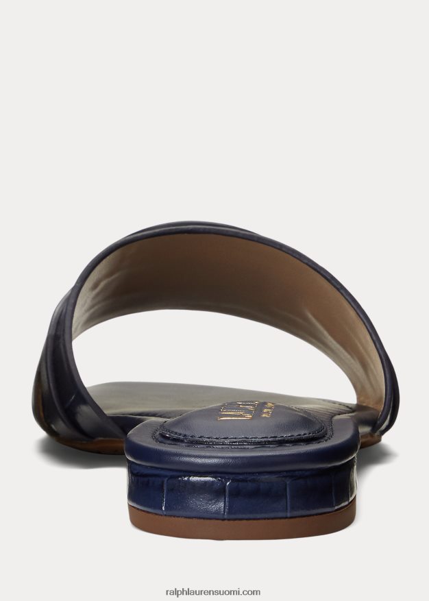 Ralph Lauren naiset alegra krokotiili-kuvioitu nahkasandaali 0Z24ZR9715 hienostunut laivasto