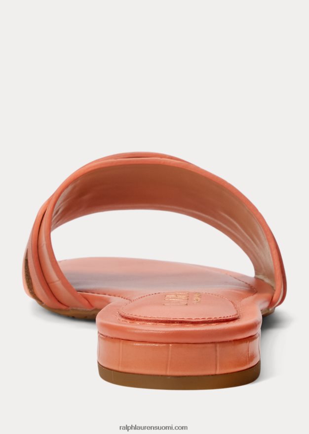 Ralph Lauren naiset alegra krokotiili-kuvioitu nahkasandaali 0Z24ZR9716 sataman koralli