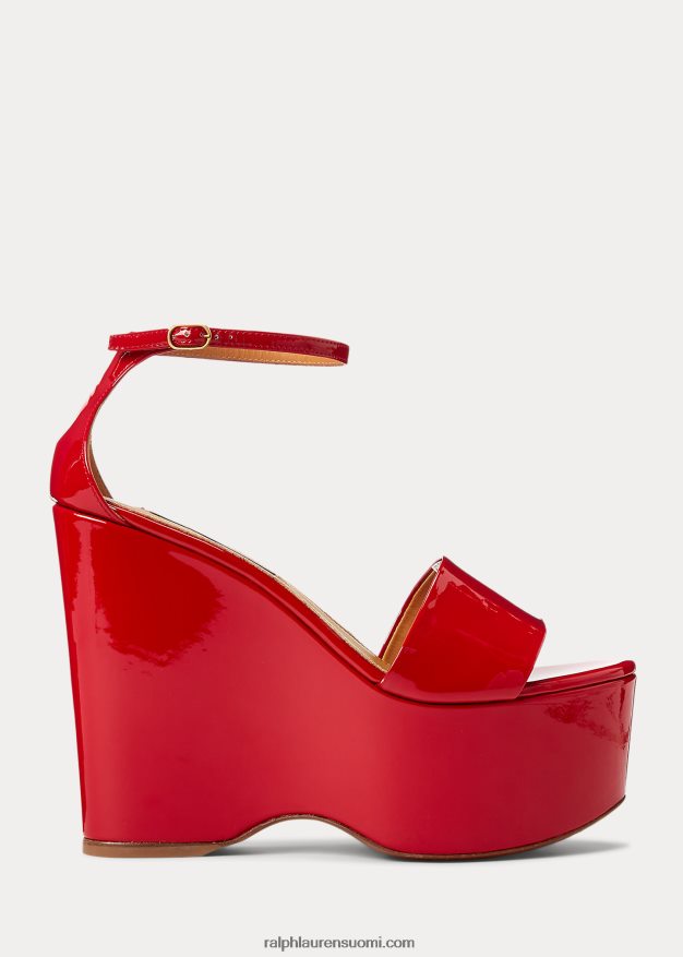 Ralph Lauren naiset allston patentoitu vasikannahkasandaali 0Z24ZR9668 rouge