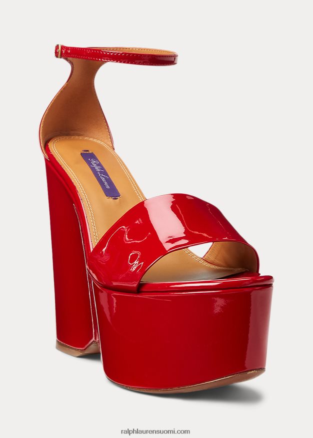 Ralph Lauren naiset allston patentoitu vasikannahkasandaali 0Z24ZR9668 rouge