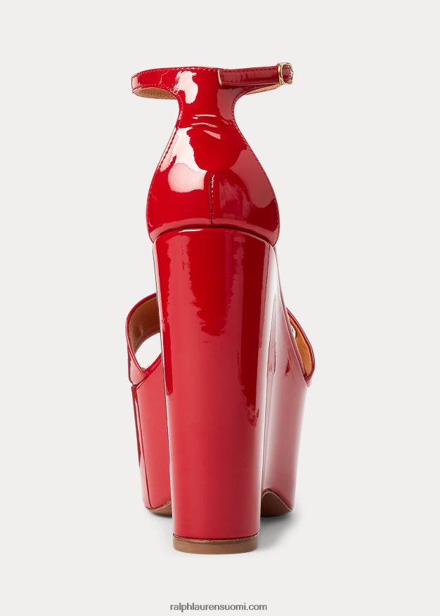 Ralph Lauren naiset allston patentoitu vasikannahkasandaali 0Z24ZR9668 rouge