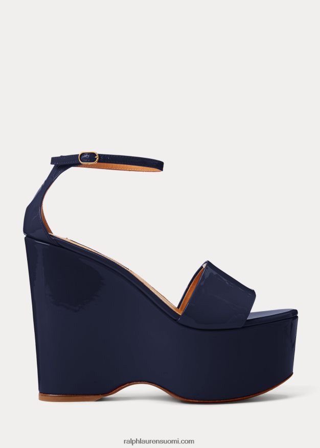 Ralph Lauren naiset allston patentoitu vasikannahkasandaali 0Z24ZR9669 meren laivasto