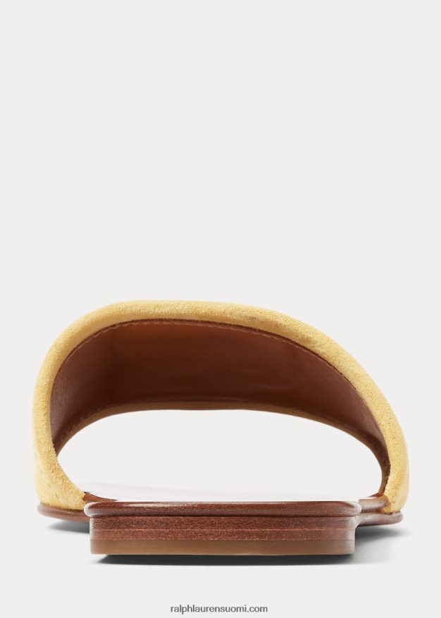 Ralph Lauren naiset andela vasikka-mokkanahkaa liukuva sandaali 0Z24ZR4977 klassinen keltainen