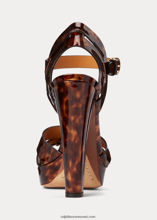Ralph Lauren naiset callahan patentoitu vasikannahkasandaali 0Z24ZR9658 ruskea multi