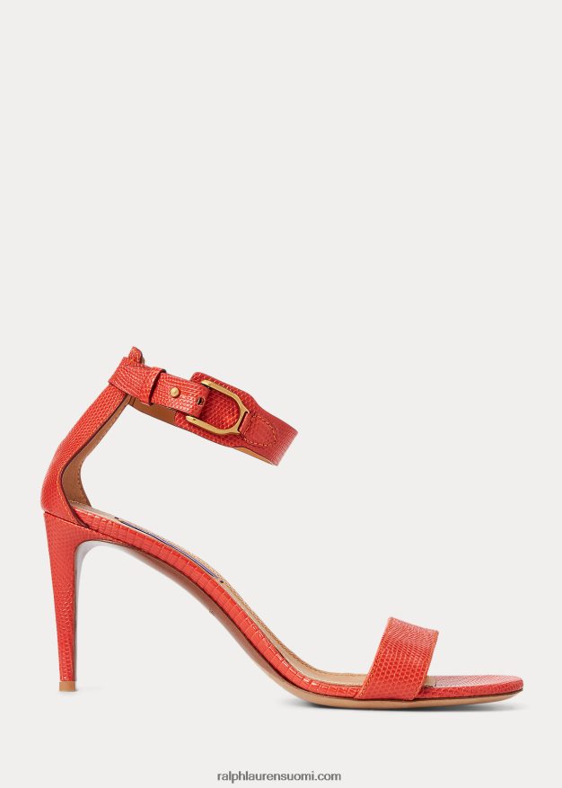 Ralph Lauren naiset channing welington kohokuvioitu sandaali 0Z24ZR9656 mausteinen appelsiini