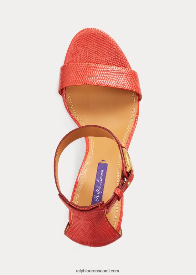 Ralph Lauren naiset channing welington kohokuvioitu sandaali 0Z24ZR9656 mausteinen appelsiini
