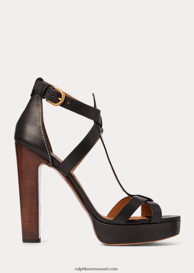 Ralph Lauren naiset dakota kiillotettu vasikannahkasandaali 0Z24ZR9654 musta