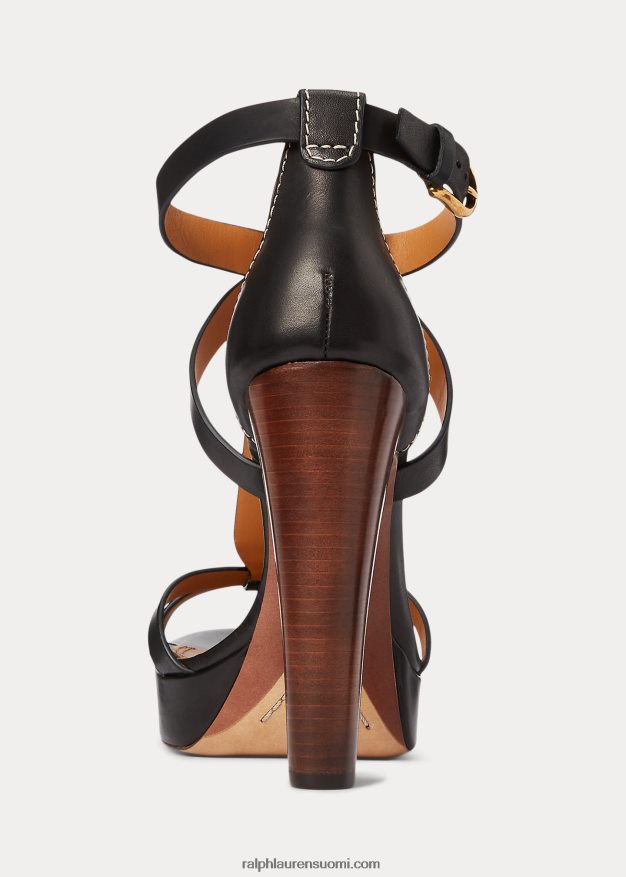 Ralph Lauren naiset dakota kiillotettu vasikannahkasandaali 0Z24ZR9654 musta
