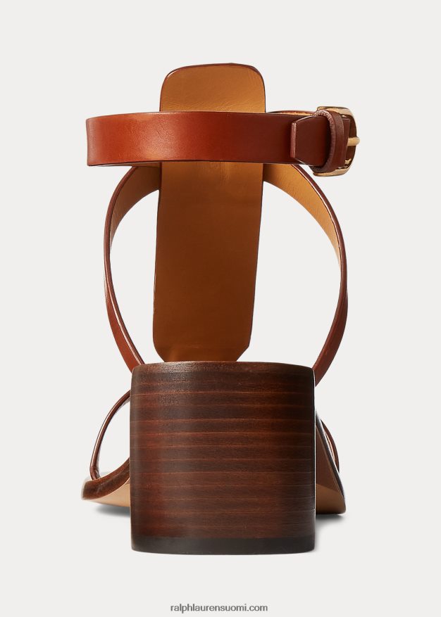 Ralph Lauren naiset dyllon kiillotettu vasikannahkasandaali 0Z24ZR9652 papaija