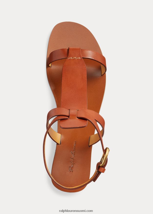 Ralph Lauren naiset dyllon kiillotettu vasikannahkasandaali 0Z24ZR9652 papaija
