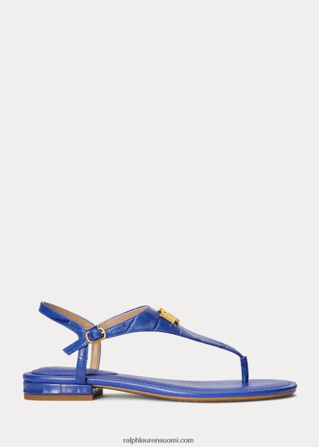 Ralph Lauren naiset ellington kohokuvioitu nahkasandaali 0Z24ZR9597 sininen saturn
