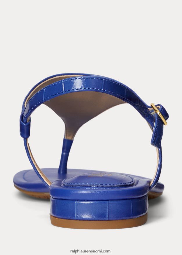 Ralph Lauren naiset ellington kohokuvioitu nahkasandaali 0Z24ZR9597 sininen saturn