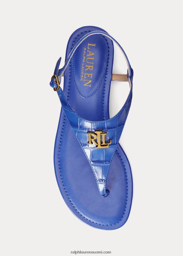 Ralph Lauren naiset ellington kohokuvioitu nahkasandaali 0Z24ZR9597 sininen saturn
