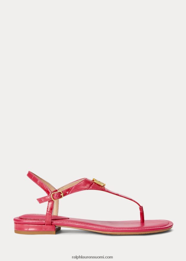 Ralph Lauren naiset ellington kohokuvioitu nahkasandaali 0Z24ZR9598 urheilu pinkki