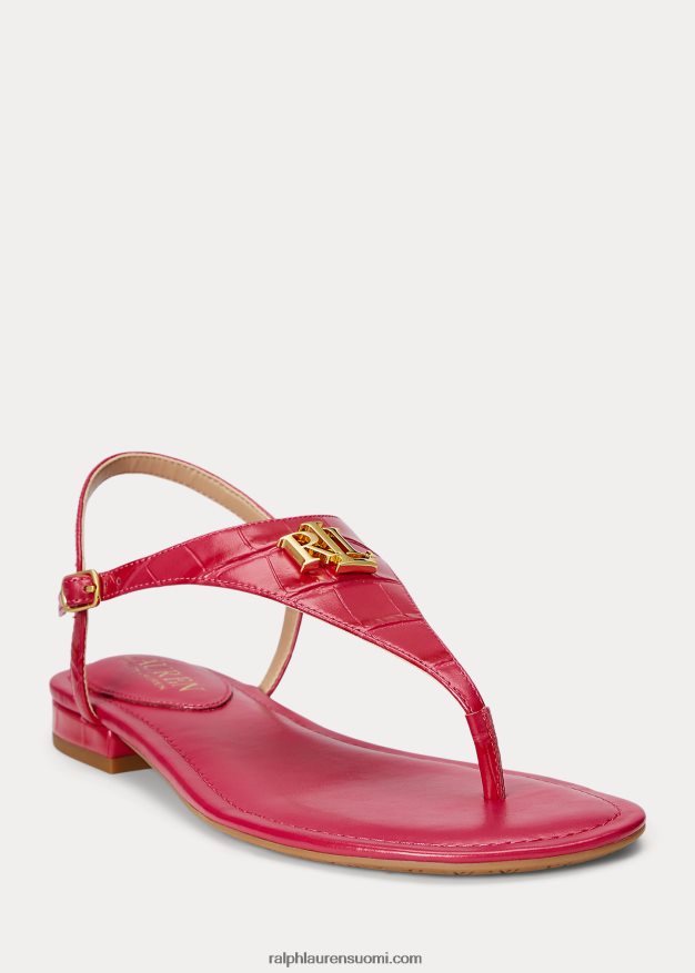 Ralph Lauren naiset ellington kohokuvioitu nahkasandaali 0Z24ZR9598 urheilu pinkki