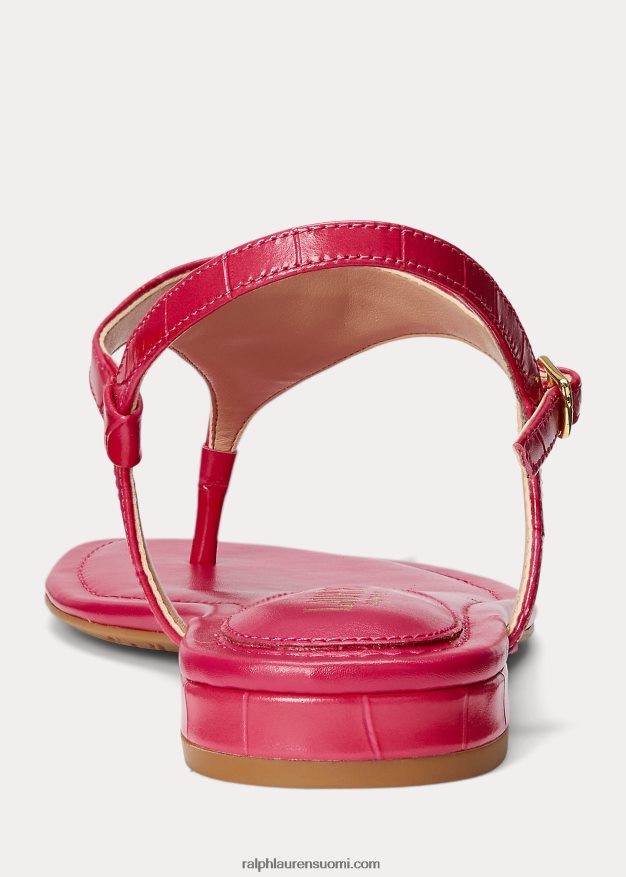 Ralph Lauren naiset ellington kohokuvioitu nahkasandaali 0Z24ZR9598 urheilu pinkki