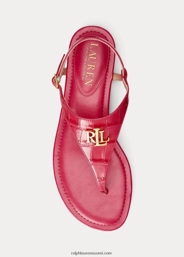 Ralph Lauren naiset ellington kohokuvioitu nahkasandaali 0Z24ZR9598 urheilu pinkki
