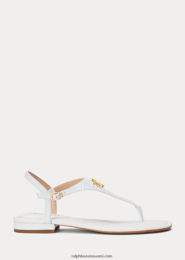 Ralph Lauren naiset ellington kohokuvioitu nahkasandaali 0Z24ZR9599 rl valkoinen