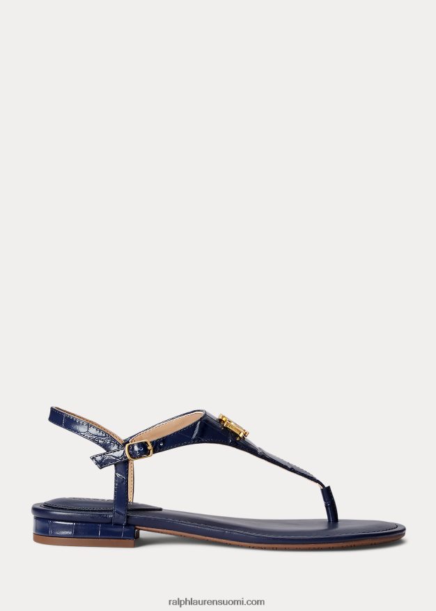 Ralph Lauren naiset ellington kohokuvioitu nahkasandaali 0Z24ZR9600 hienostunut laivasto