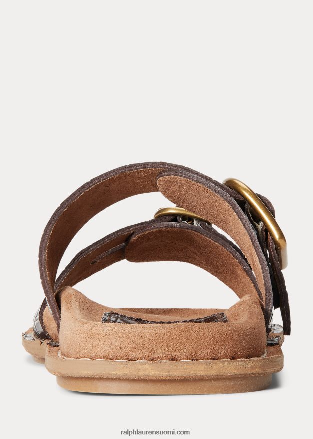 Ralph Lauren naiset ezra krokotiilikuvioitu nahkasandaali 0Z24ZR4967 suklaa
