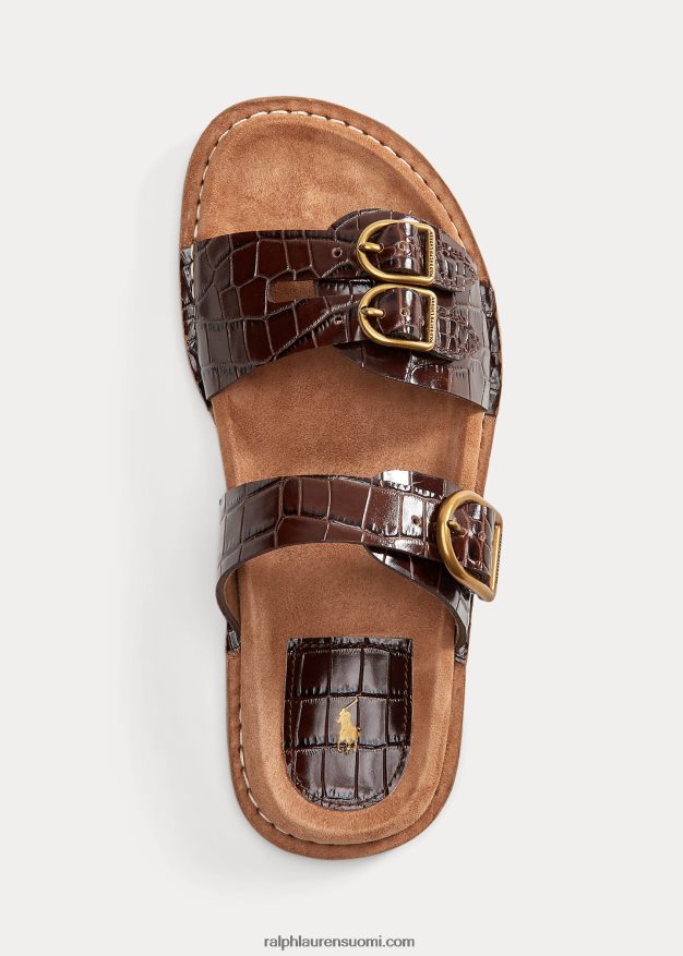 Ralph Lauren naiset ezra krokotiilikuvioitu nahkasandaali 0Z24ZR4967 suklaa