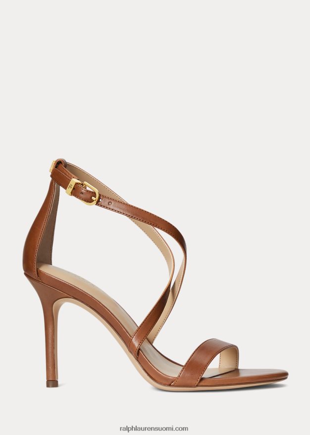 Ralph Lauren naiset gabriele kiillotettu nahka sandaali 0Z24ZR5001 syvä satularusketus