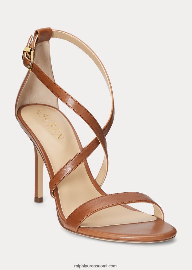 Ralph Lauren naiset gabriele kiillotettu nahka sandaali 0Z24ZR5001 syvä satularusketus