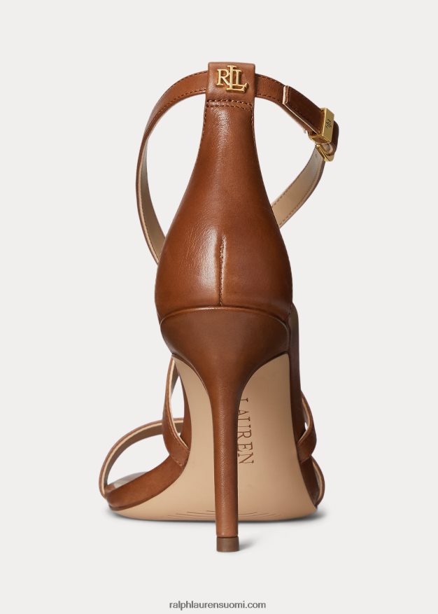 Ralph Lauren naiset gabriele kiillotettu nahka sandaali 0Z24ZR5001 syvä satularusketus