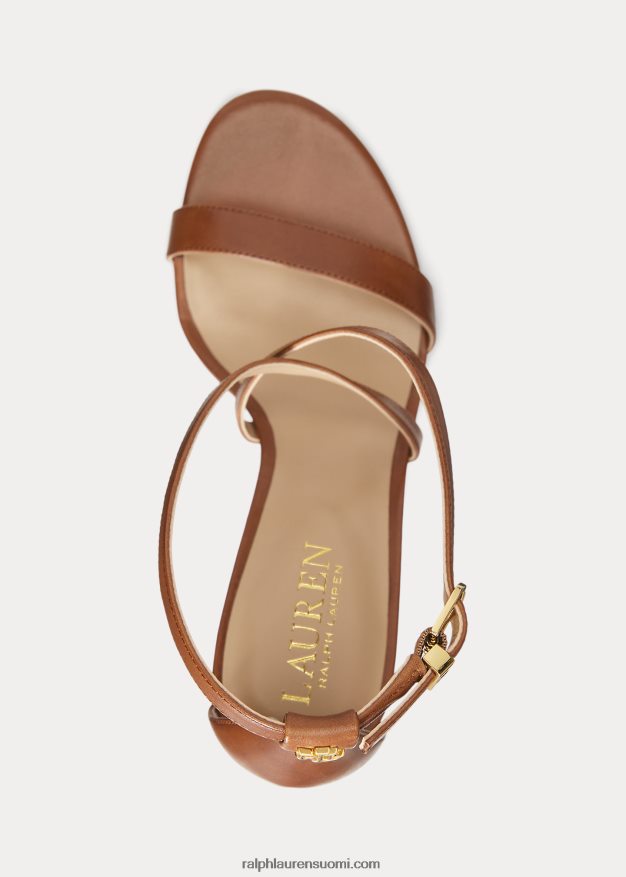 Ralph Lauren naiset gabriele kiillotettu nahka sandaali 0Z24ZR5001 syvä satularusketus