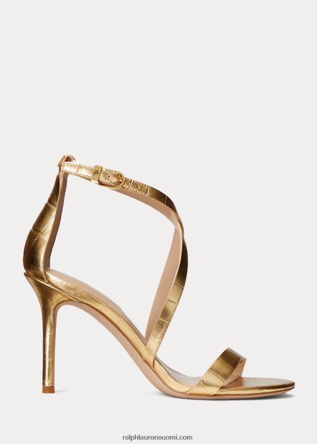 Ralph Lauren naiset gabriele metallinen nahkasandaali 0Z24ZR5006 moderni kulta