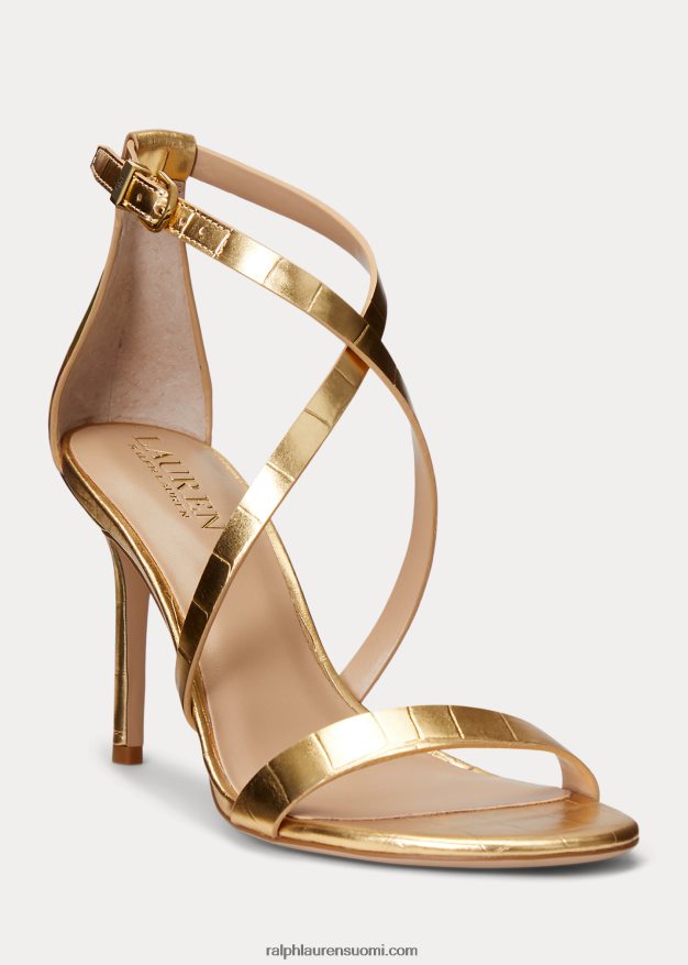 Ralph Lauren naiset gabriele metallinen nahkasandaali 0Z24ZR5006 moderni kulta